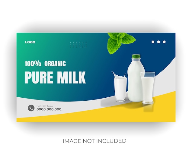 milk product or dairy farm products youtube channel thumbnail and bundle web banner template