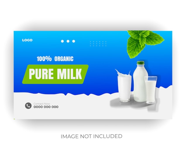 Milk product or dairy farm products youtube channel thumbnail and bundle web banner template