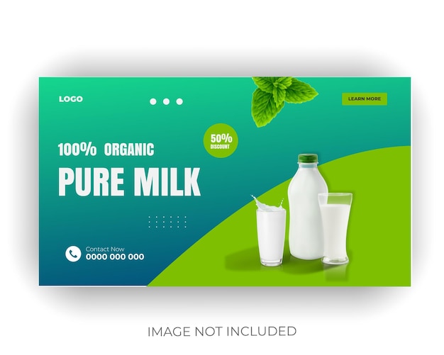 milk product or dairy farm products youtube channel thumbnail and bundle web banner template