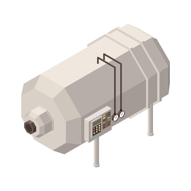 빈 배경 벡터 일러스트 레이 션에 산업 시설의 고립 된 이미지와 우유 생산 아이소 메트릭 구성
