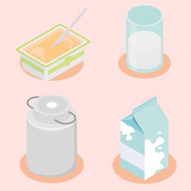 Milk products icons pack