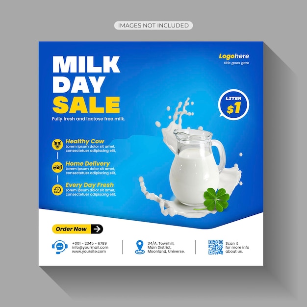 Vector milk sale social media post template