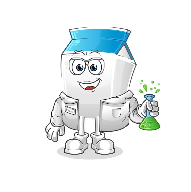 Milk scientist character. cartoon mascot vector