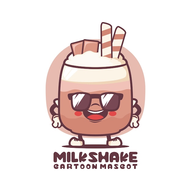 Milk shake cartoon mascot drinks vector illustration