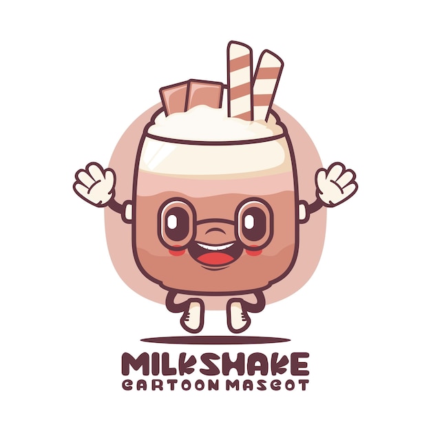 Milk shake cartoon mascot drinks vector illustration