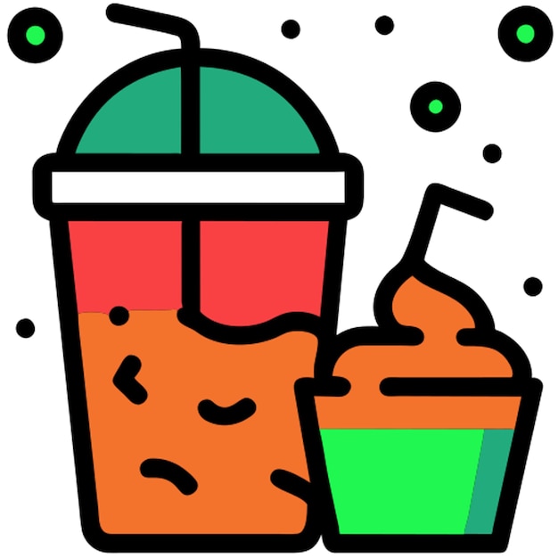 milk shake icon colored outline