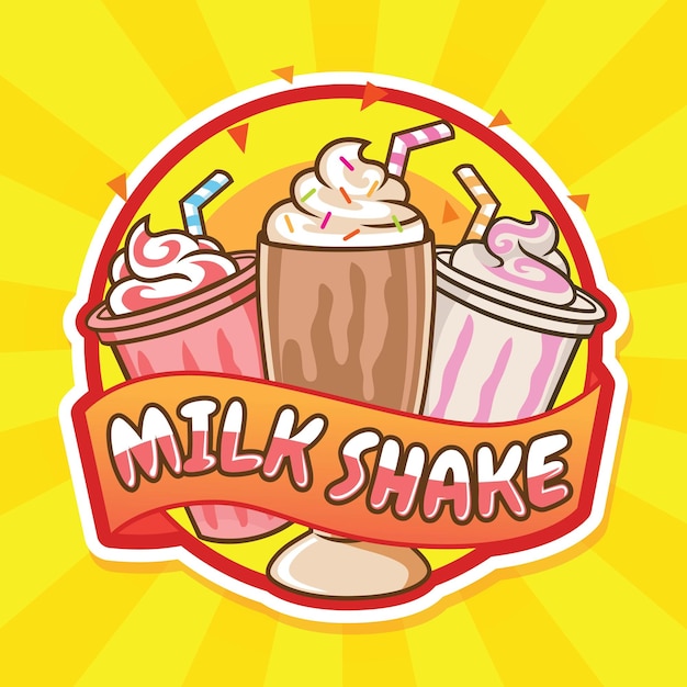 Vector milk shake logo mascot design