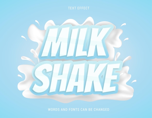 Milk shake text effect 100 editable eps vector