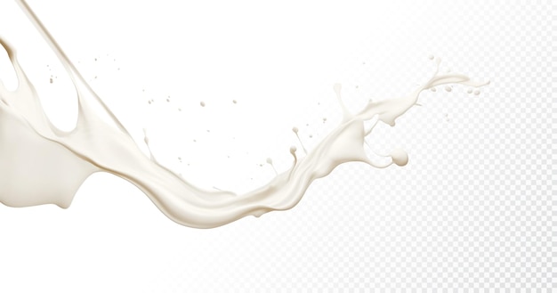 Vector milk splash isolated on transparent background realistic vector illustration