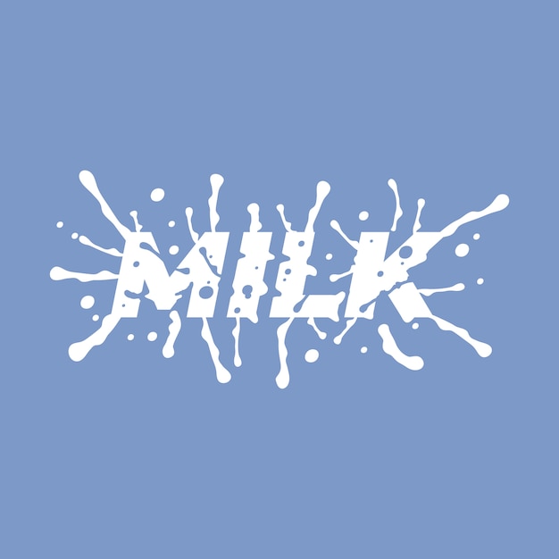 Vector milk splash lettering poster.  .