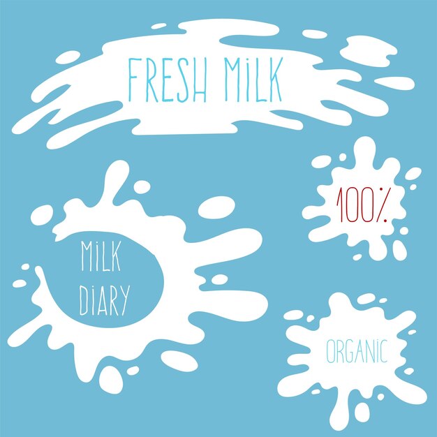 Vector milk splash milk yoghurt of cream splash blot vector set drink element splashing sjabloon illustratie