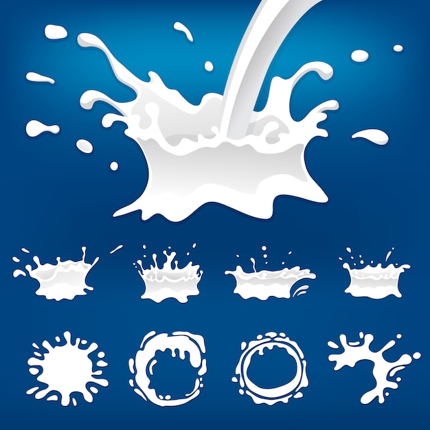 Milk splash set isolated 