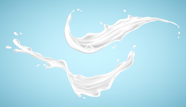 Milk splashes isolated on blue background. Vector illustration_1