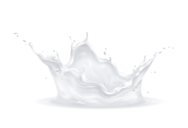 Vector milk splashes realistic composition with isolated image of spluttering white liquid on blank background vector illustration