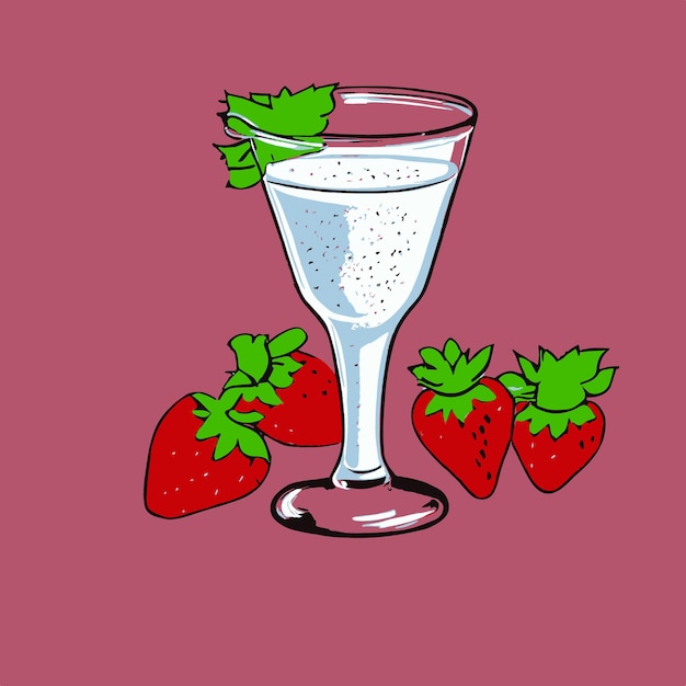 Vector milk and strawberry illustration