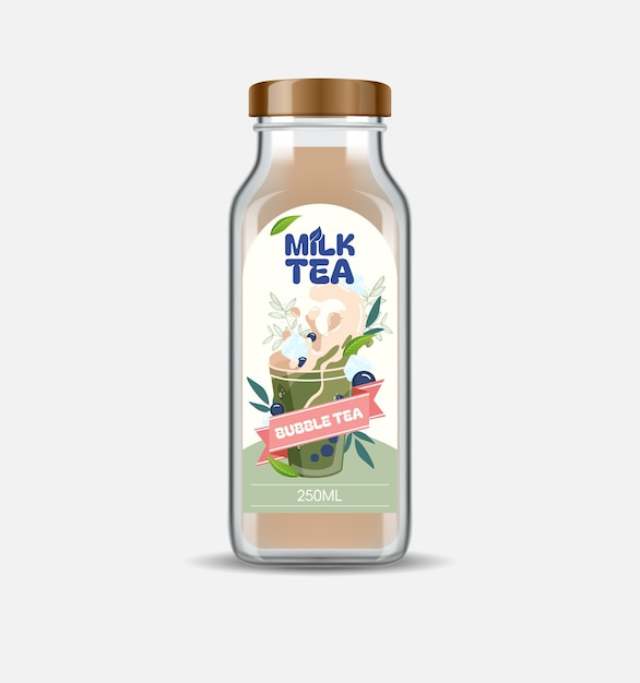 milk tea bottle packaging template 5