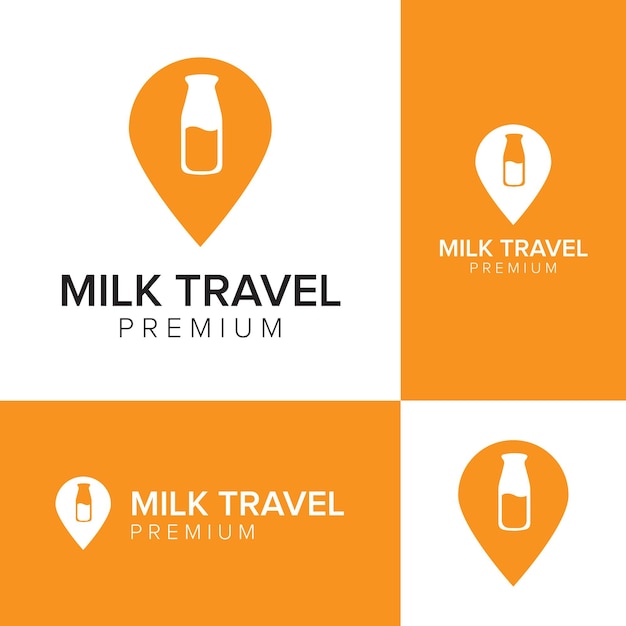 Milk travel negative space logo icon vector template