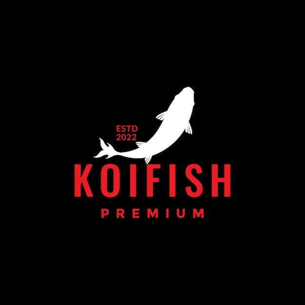 Disegno del logo del pesce koi bianco latte