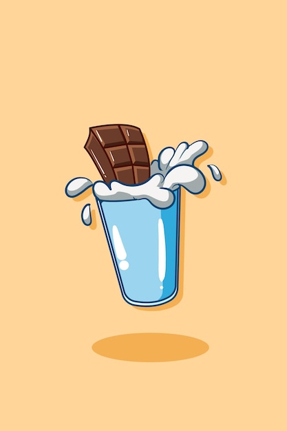 Milk with chocolate cartoon