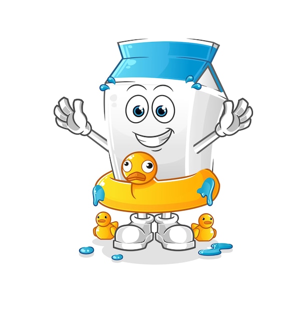 Milk with duck buoy cartoon. cartoon mascot vector