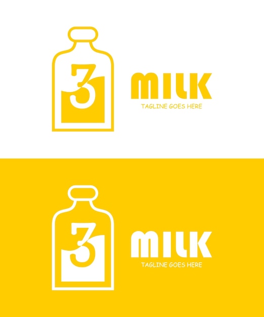 Milk with letter 3 logo design