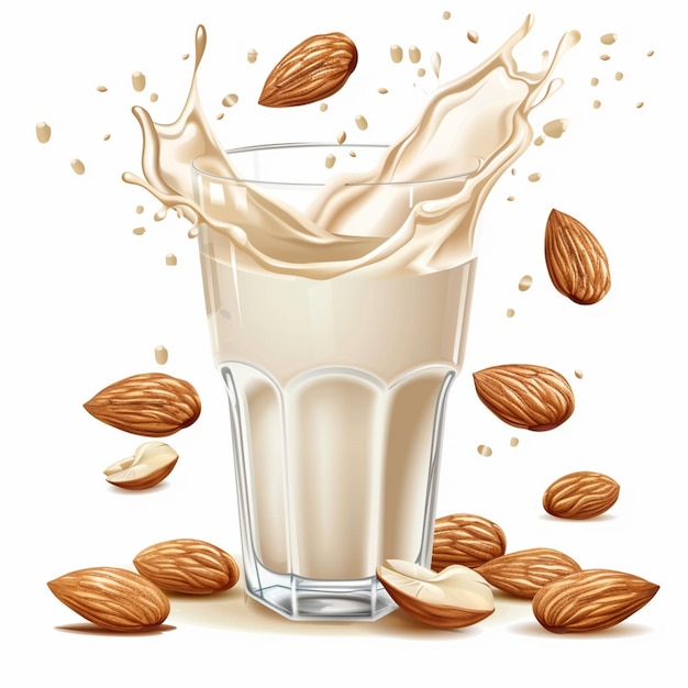 Vector milk with peanut vector