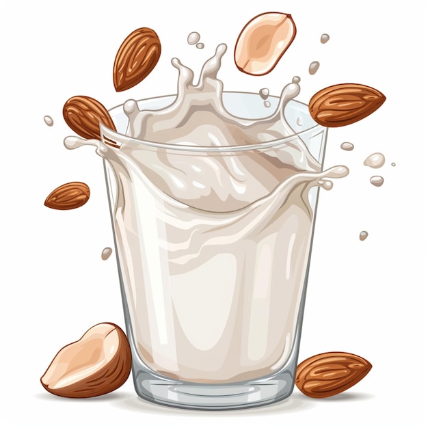 Vector milk with peanut vector