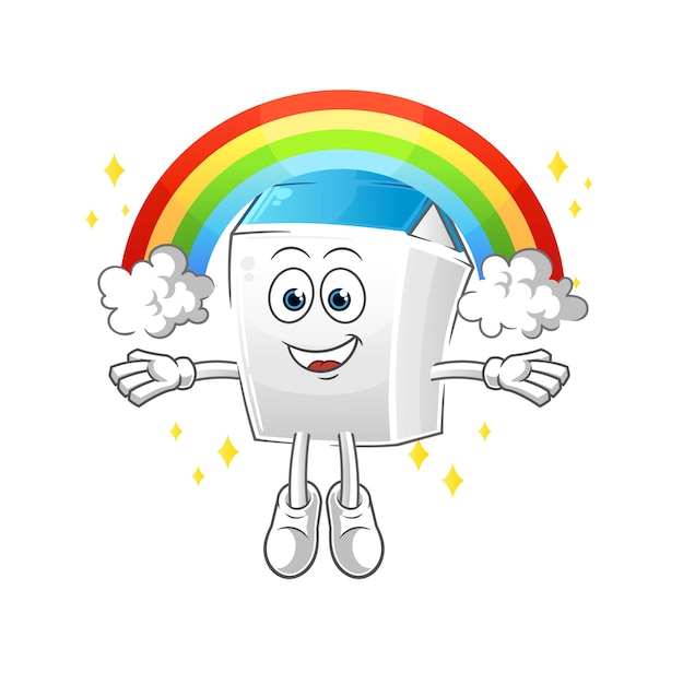milk with a rainbow. cartoon vector