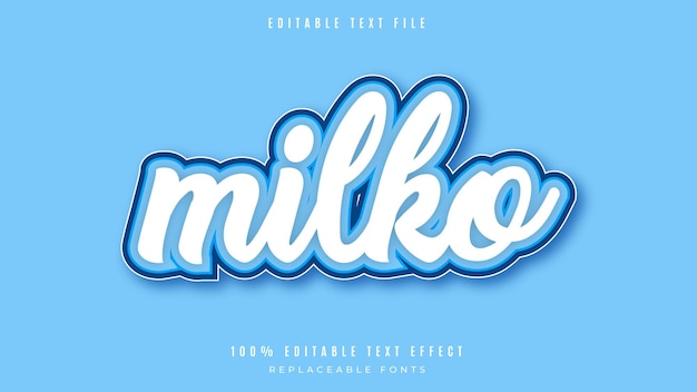 Vector milko 3d style editable text effect