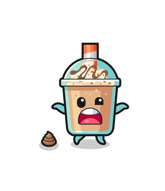 Milkshake earth surprised to meet poop cute design