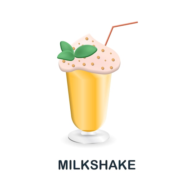 Milkshake icon 3d illustration from fast food collection Creative Milkshake 3d icon for web design templates infographics and more