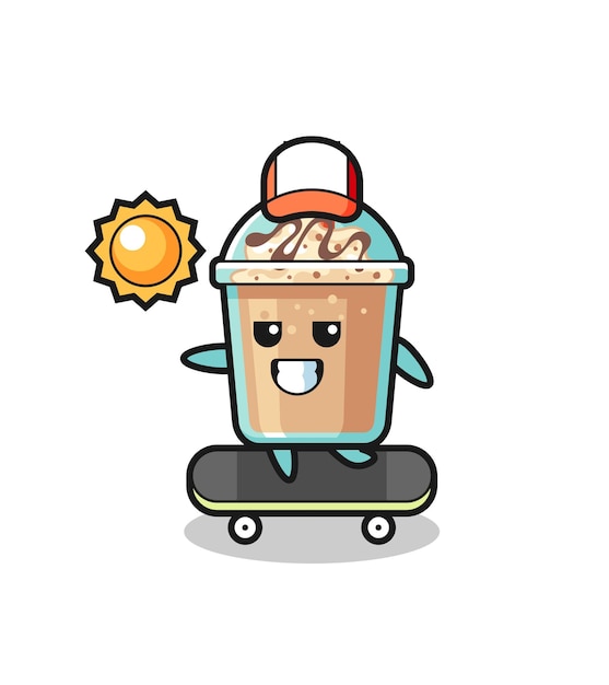 Milkshake karakter illustratie rijden op een skateboard