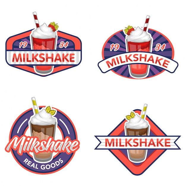 Milkshake logo stock vector set