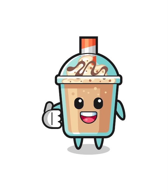 Milkshake mascot doing thumbs up gesture