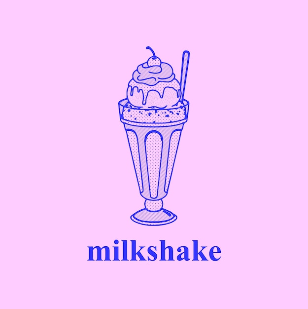 Milkshake overzicht zwart-wit tekening