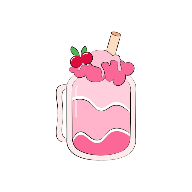 Milkshake vector illustration Cartoon isolated glass cup with milk drink