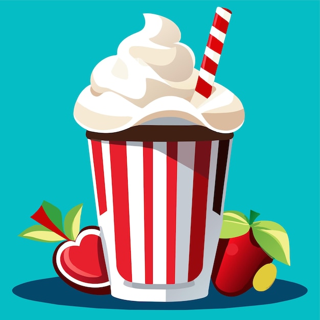 Milkshake with marshmallow vector illustration