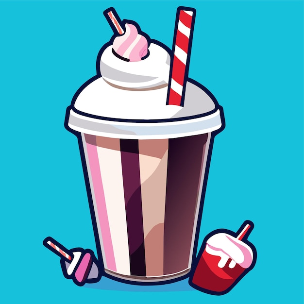 Vector milkshake with marshmallow vector illustration