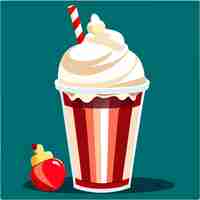 Vector milkshake with marshmallow vector illustration