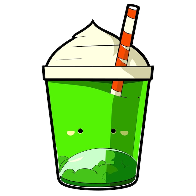 Milkshake with matcha green tea illustration