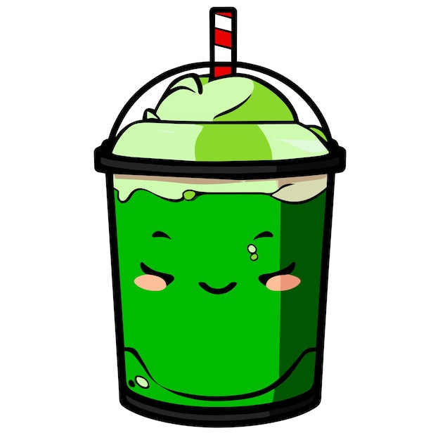 Milkshake with matcha green tea illustration