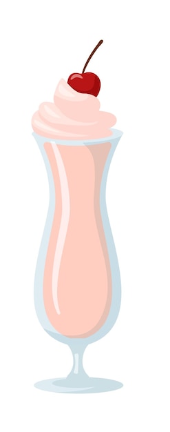 흰색 배경에 유리에 휘핑크림을 넣은 밀크셰이크