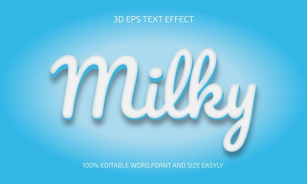 Vector milky 3d editable text style effect