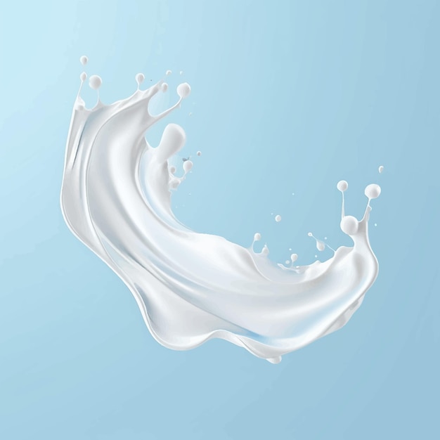 Vector milky purity splashing fluid movement falling shake flow wave paint drop liquid pouring calcium