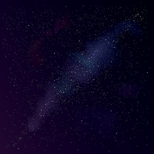 Via lattea con gas stellare nei colori viola e blu. via lattea sullo sfondo stellato notturno.