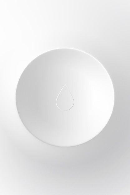 Vector milky white disc with simple textured water droplets on poster background