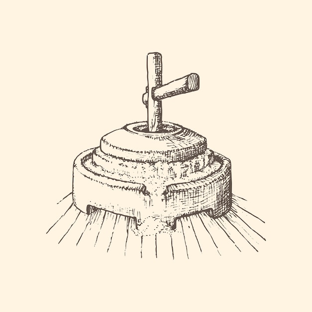 Vector mill stone drawing in vector miller stuff sketch