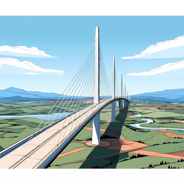 Vettore il ponte di millau in francia.