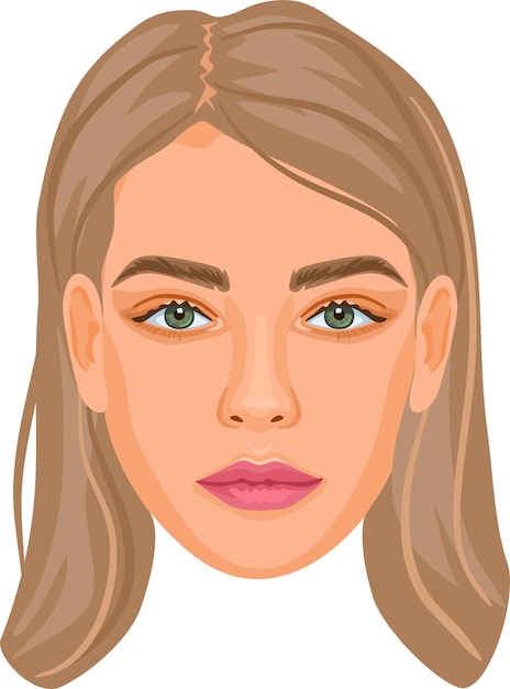 Vector millennial female portrait with blonde straight hair detailed avatar of beautiful young woman