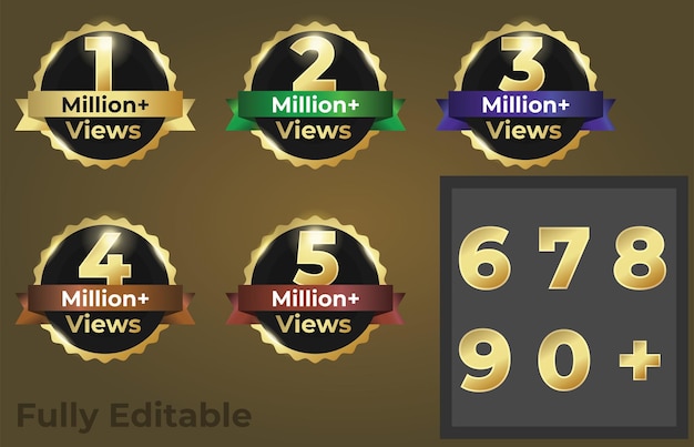 Million Views Badge With Ribbon